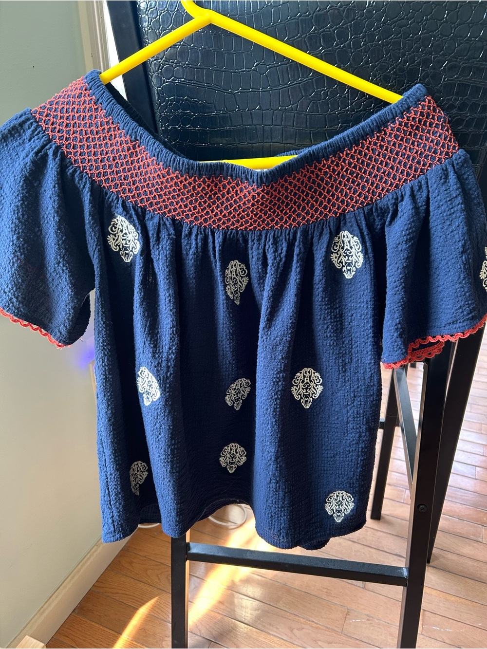 LNC THML off the shoulder embroidered boho blouse